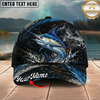 Maxcorners Fishing Black Blue Water Splash Personalized 3D Cap (12 Fish Species)