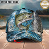 Maxcorners Fishing Silver Scale Water Splash Personalized Name 3D Cap (12 Fish Species)