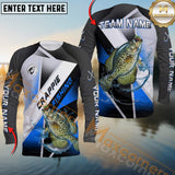 Maxcorners Crappie Fishing Gradient Blue Sea Pattern Sport Custom Name & Team Name 3D Shirts