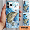 Maxcorners Ocean Wave Scale Pattern Personalized Name Phone Case (13 Fish Species)