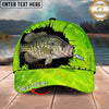 Maxcorners Fishing Neon Green Lure Design Personalized Name 3D Cap (12 Fish Species)