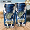 Maxcorners Fishing Tumbler Navy White Angular Chevron Design Personalized Name Tumbler (13 Species)