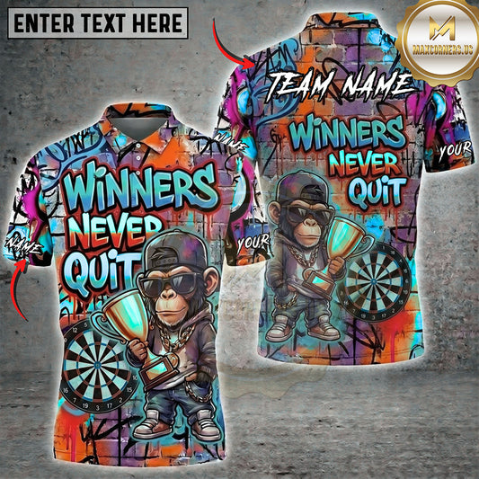 Maxcorners Darts Winners Never Quit Street Art Multiple Options Personalized Name, Team Name 3D Shirt