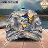 Maxcorners Fishing Gray Camo Sunset Angler Personalized Name 3D Cap (12 Fish Species)