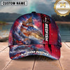 Maxcorners Fishing Patriotic American Flag Stars Stripes Fishing Design with Dynamic Splash Personalized Name 3D Cap (13 Fish Species)