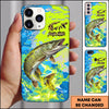 Maxcorners Neon Blue Lime Camo Splash Personalized Name Phone Case (13 Fish Species)