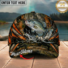 Maxcorners Fishing Woodland Camo Orange Stripe Personalized 3D Cap (12 Fish Species)