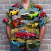 Custom Muscle Car Photo Hawaiian Shirt, Flower Field Pattern