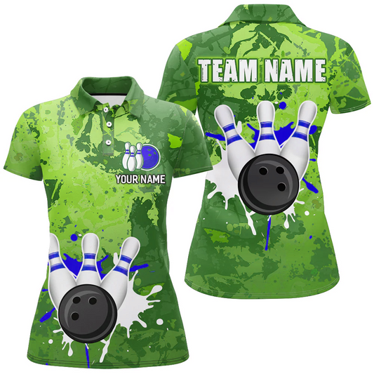 Maxcorners Bowling And Pins Team League Multicolor Option Customized Name 3D Shirt For Women