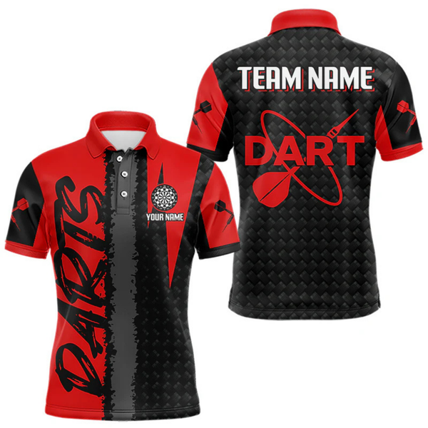 Maxcorners Men's Custom Dart Shirt - Maroon & Black Pattern With Bold Darts | Personalized Name LM2404