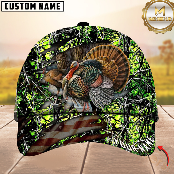 Maxcorners Hunting Turkey Camouflage Multicolor Personalized Name 3D Cap