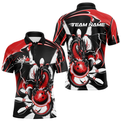 Maxcorners Custom Thunder Lightning Red Dragon Bowling Team Polo Shirts For Men, Bowling Jerseys LM1605