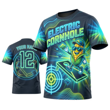 Maxcorners Cornhole Electric Corn Neon Personalized Name 3D Unisex Shirt