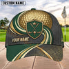 Maxcorners Golf Shield Clubs Gold Wave Personalized Name 3D Cap (6 Colors)