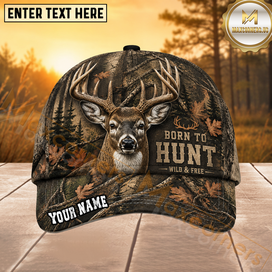 Maxcorners Deer Hunting Classic Brown Woodland Camo Personalized 3D Cap