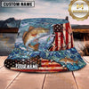 Maxcorners Fishing Red White Blue Patriotic Fishing with Flag and Splash Personalized Name 3D Bucket Hat (13 Fish Species)