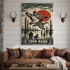 Maxcorners Moose Hunting Floral Mountain Wilderness Personalized Canvas Wall Art
