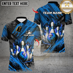 Maxcorners Bowling Flame Pins Multioptions Personalized Name, Team Name Unisex 3D Shirts