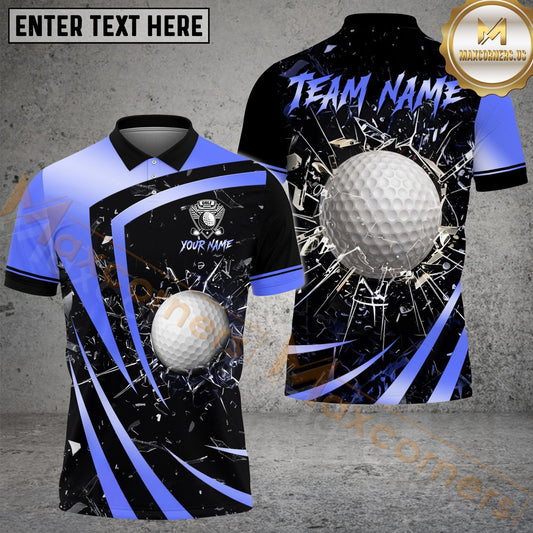 Maxcorners Golf Metallic Break Glass Personalized Name, Team Name 3D Shirt (6 Colors)
