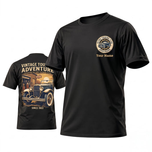 (7 Colors) Maxcorners Personalized Car Classic Muscle Car 3D T-Shirt - Mustard Yellow Retro Highway Classic Car Back Print