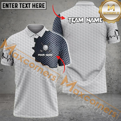 Maxcorners Golf Ball Skin Pattern Multicolor Option Customized Name, Team Name 3D Polo Shirt
