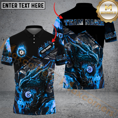Maxcorners Ball 8 Pool Fiery Dragon Billiard Jersey Multicolor Option Customized Name, Team Name 3D Polo Shirt