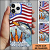 Maxcorners Fishing Phone Case American Flag Beer Bottles Fish Art Personalized Name 3D Phone Case (10 Fish Species)