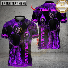 Maxcorners Billiard Funny Skeleton Fire Flame 8 Ball Pool Multicolor Customized Name, Team Name 3D Shirt