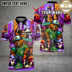 Maxcorners HipHop Bear Street Graffiti Bowling Multicolor Customized Name, Team Name 3D Shirt