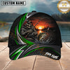 Maxcorners Fishing Skull Angler Green Wave Personalized 3D Cap