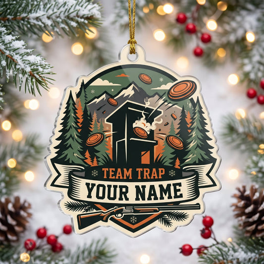 Maxcorners Clay Shooting Team Trap Forest Shotgun And Clay Targets Customized Name 3D Keychain And Ornament