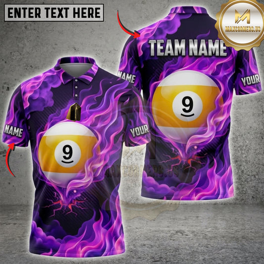 Maxcorners Billiards Electric Blue Vortex 8 Ball Multicolor Customized Name, Team Name 3D Shirts ( 4 Colors )