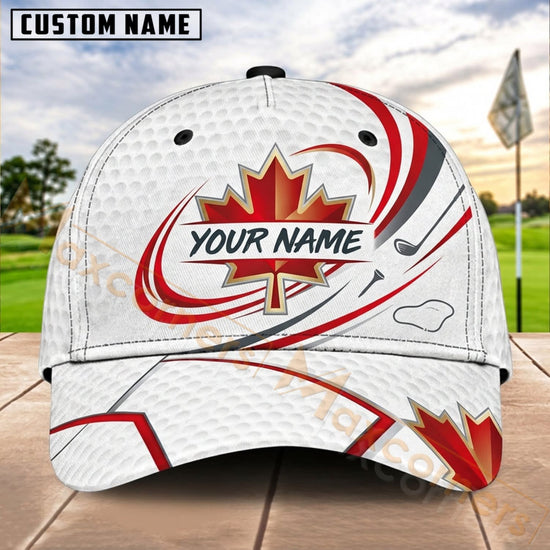 Maxcorners Golf Canada Maple Leaf Dynamic Wave Personalized Name 3D Cap