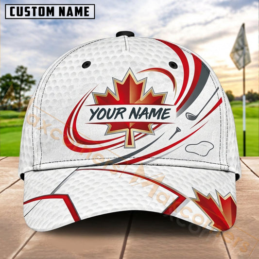 Maxcorners Golf Canada Maple Leaf Dynamic Wave Personalized Name 3D Cap