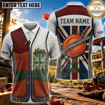 Maxcorners Clay Shooting Union Jack Shotgun Target Vest Personalized Name 3D Unisex Shirt