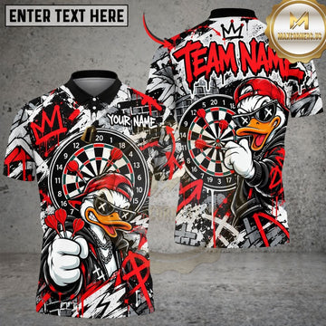 Maxcorners Darts Hip Hop Duck Mascot Cap Crown Graffiti Target Board Pattern Graphic Multicolor Customized Name, Team Name 3D Shirts