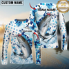 Maxcorners Fishing Blue White American Flag Personalized Name, Team Name 3D Shirt