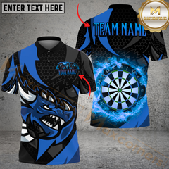 Maxcorners Darts Fire Dragon Multicolor Option Customized Name, Team Name 3D Polo Shirt