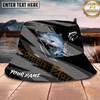 Maxcorners Fishing Gray Strike Splash Personalized Name 3D Bucket Hat (12 Fish Species)