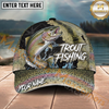 Maxcorners Fishing Dark Olive Scale Compass Splash Personalized Name 3D Cap (12 Fish Species)