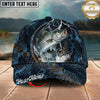 Maxcorners Fishing Midnight Thunder Hex Personalized Name 3D Cap (12 Fish Species)