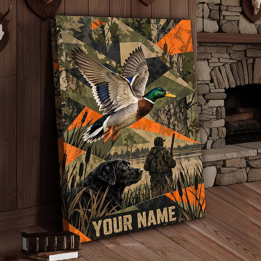 Maxcorners Duck Hunting Flying Mallards Vintage Red Sun Personalized Canvas Wall Art