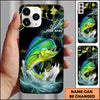 Maxcorners Green Camo Lightning Water Splash Personalized Name Phone Case (13 Fish Species)