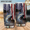 Maxcorners Fishing Tumbler Vertical American Flag Landscape Design Personalized Name Tumbler (13 Species)