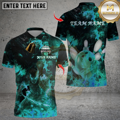Maxcorners Bowling And Pin Samurai Inferno Design Multicolor Customized Name, Team Name 3D Shirts