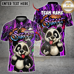 Maxcorners Funny Cool Panda With Bowling Multicolor Customized Name, Team Name 3D Shirts