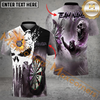 Maxcorners Darts Skull Reaper Fire Flame Mutilcolor Options Personalized Name, Team Name 3D Polo Shirt