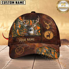 Maxcorners Deer Leather Target Multicolor Options Personalized Name 3D Cap