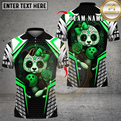 Maxcorners Bowling Skull Baby Panda Multicolor Customized Name, Team Name 3D Shirts