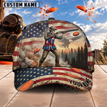 Maxcorners Trap & Skeet Shooting Patriotic Forest Shooter Personalized Name 3D Cap